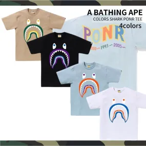 A BATHING APE  |Crew Neck Street Style Plain Cotton Short Sleeves Logo