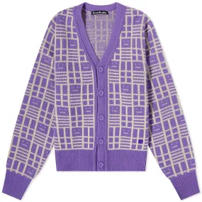 Acne Studios Kargot Face All Over CardiganIris Purple