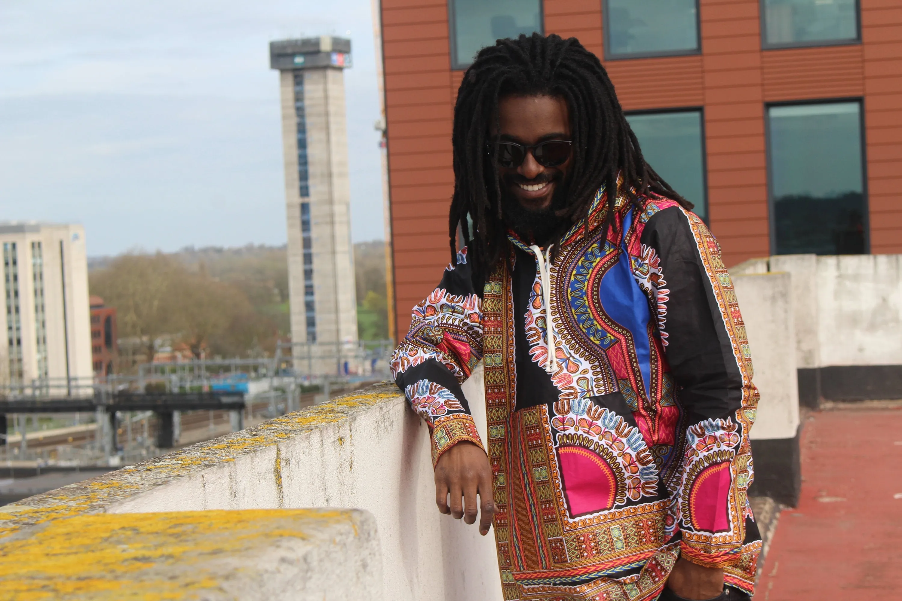 African Oversized Hoodie in Black Dashiki Print - Aztec Festival Hoodie