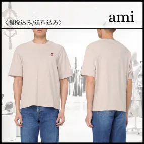 AMI PARIS  |Crew Neck Plain Cotton Short Sleeves Logo Designers