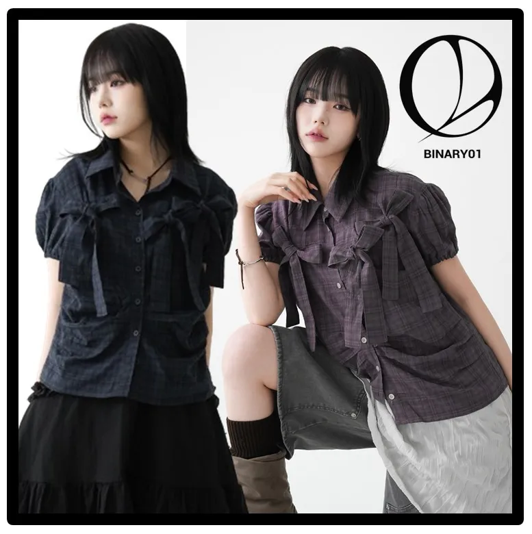 Binary01  |Casual Style Street Style Logo Shirts & Blouses