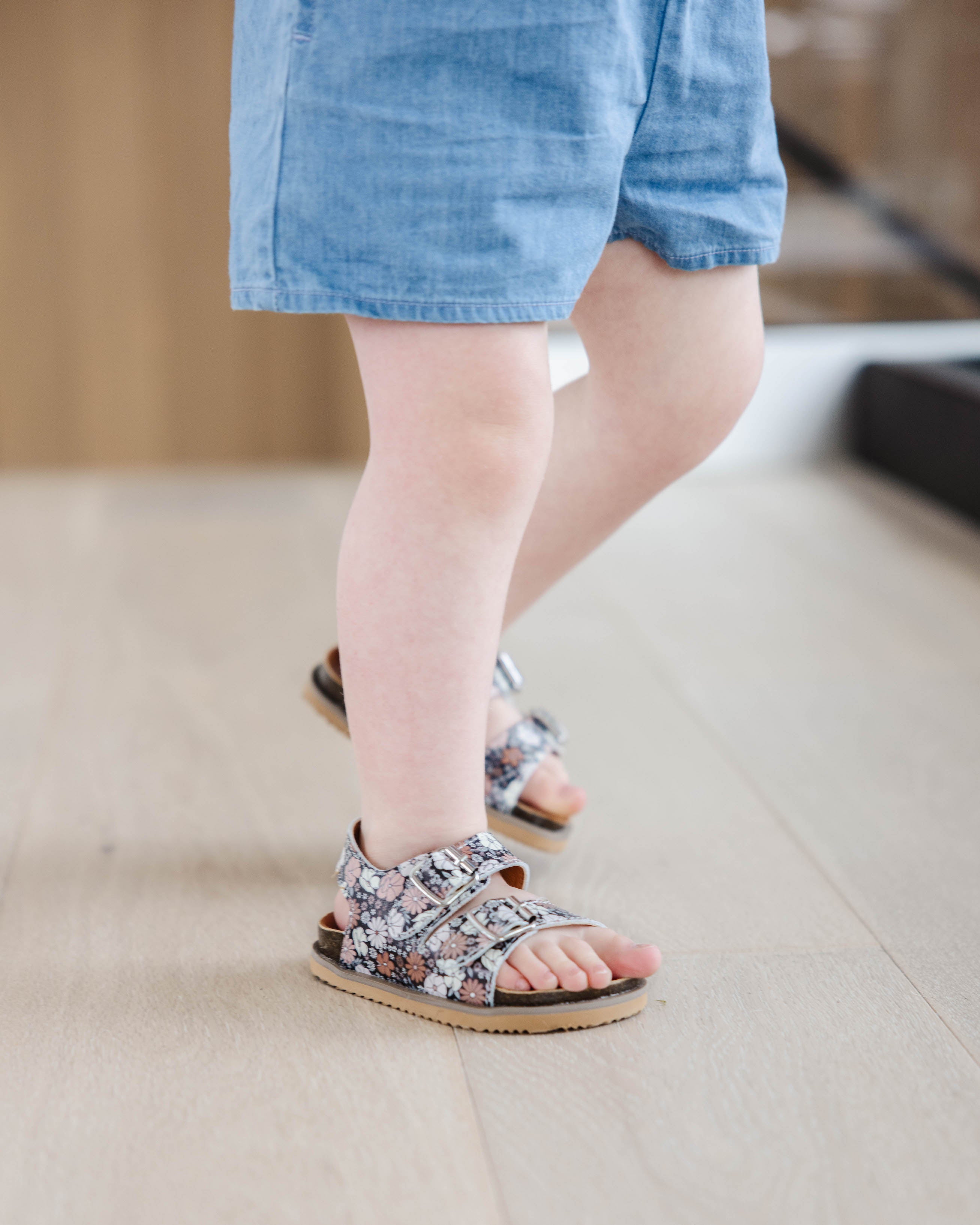 Black Floral - Buckle Sandal