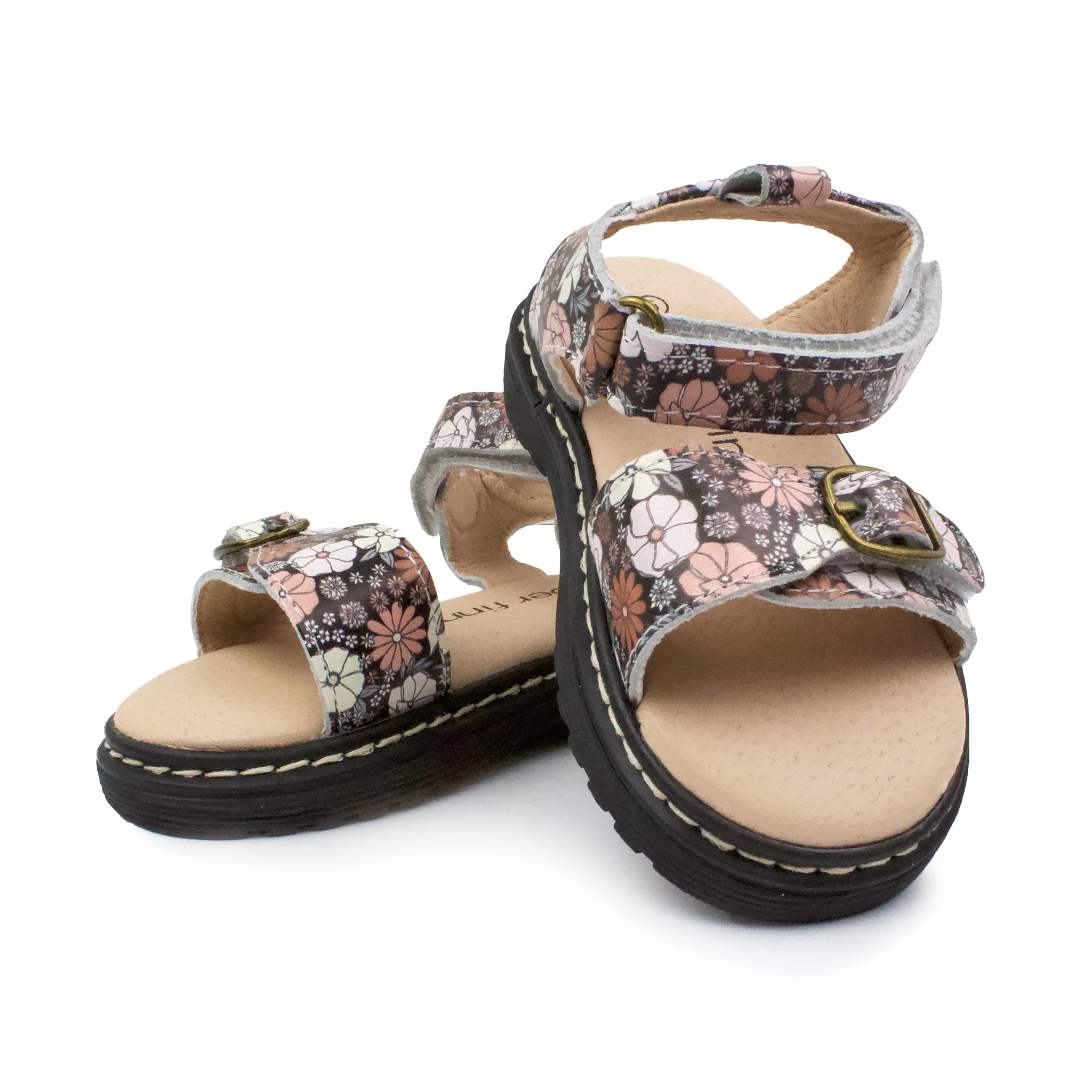 Black Floral - Lug Sole Sandal