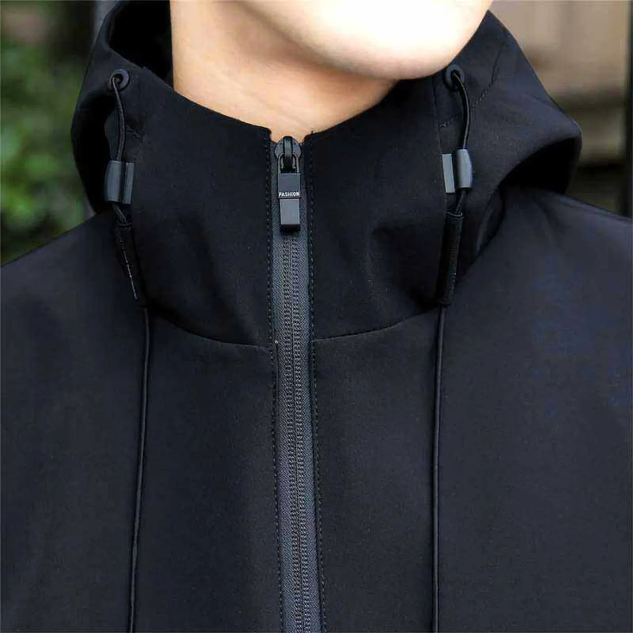 Black label pattern long sleeve zip jacket hoodies