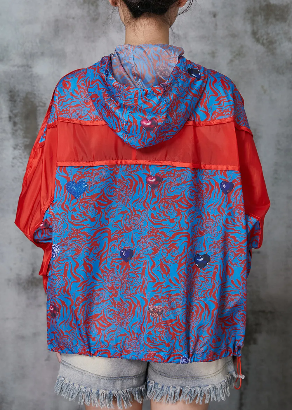 Bohemian Blue Oversized Patchwork Spandex Coat Spring