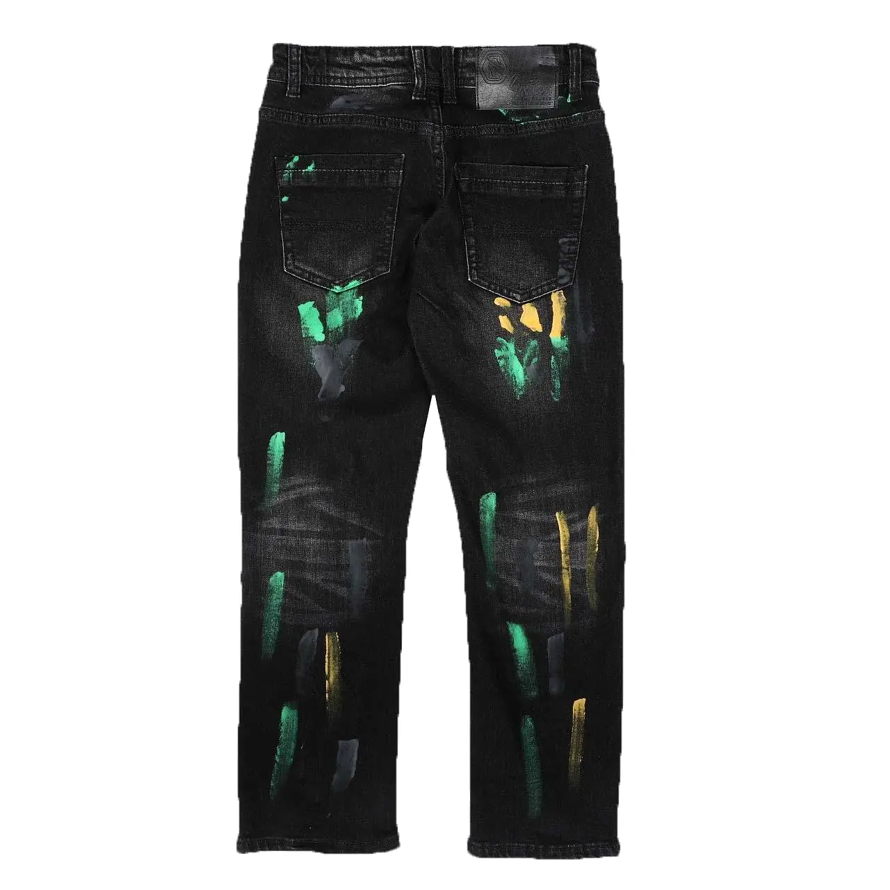 Boys all-over multi-color black jeans