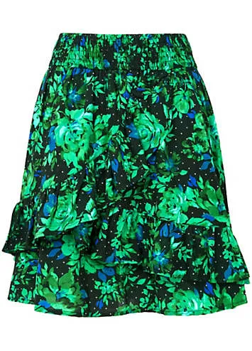 Cobalt Floral Layered Ruffle Mini Skirt by Joe Browns | Look Again