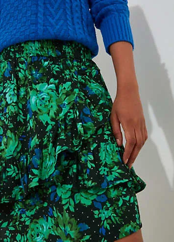 Cobalt Floral Layered Ruffle Mini Skirt by Joe Browns | Look Again