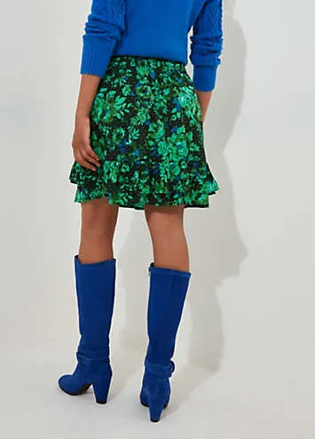 Cobalt Floral Layered Ruffle Mini Skirt by Joe Browns | Look Again