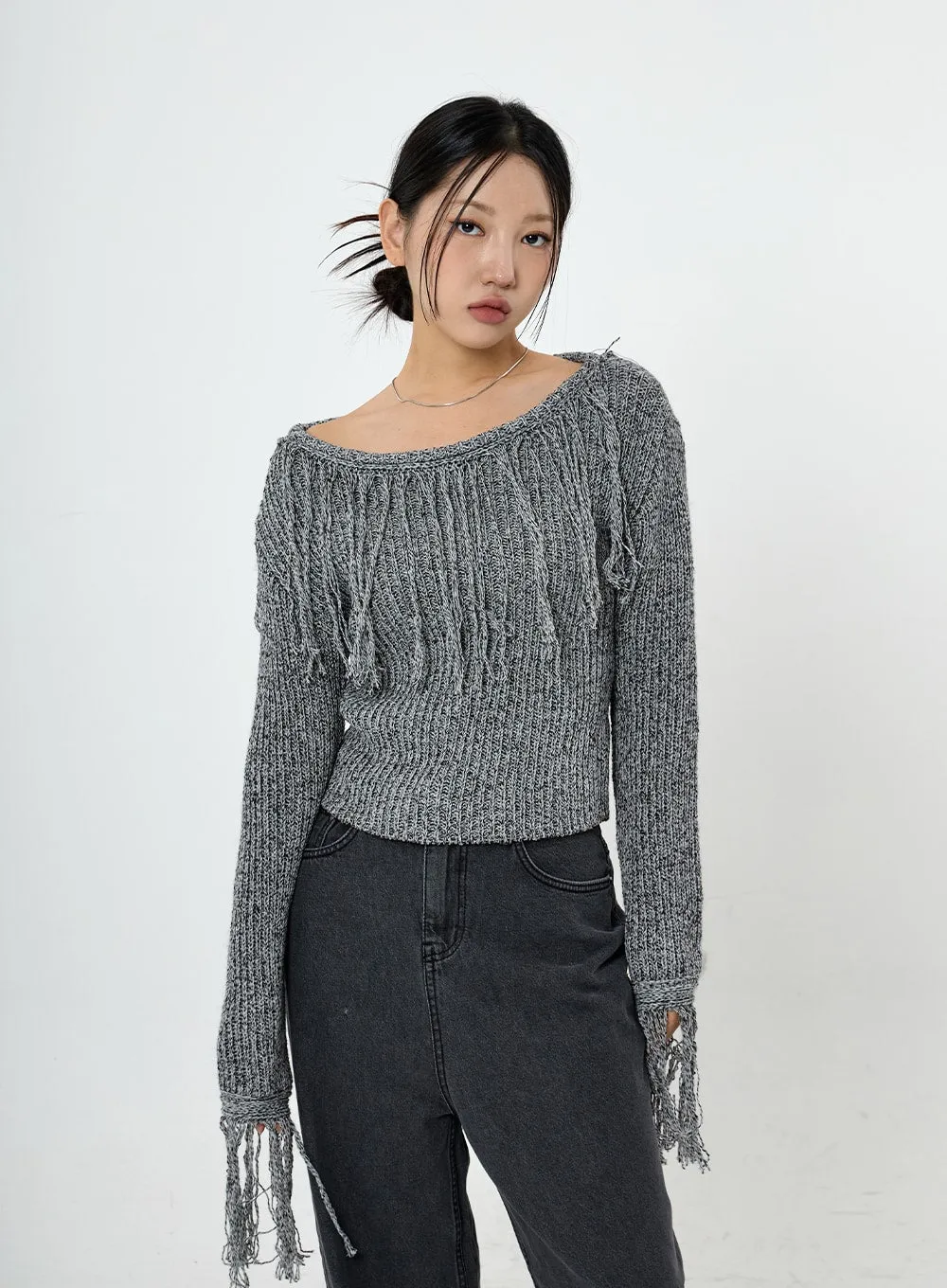 Collin Fringe Long Sleeve Knit CS28