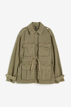 Cotton twill utility jacket - Long sleeve - Regular length - Khaki green - Ladies | H&M GB