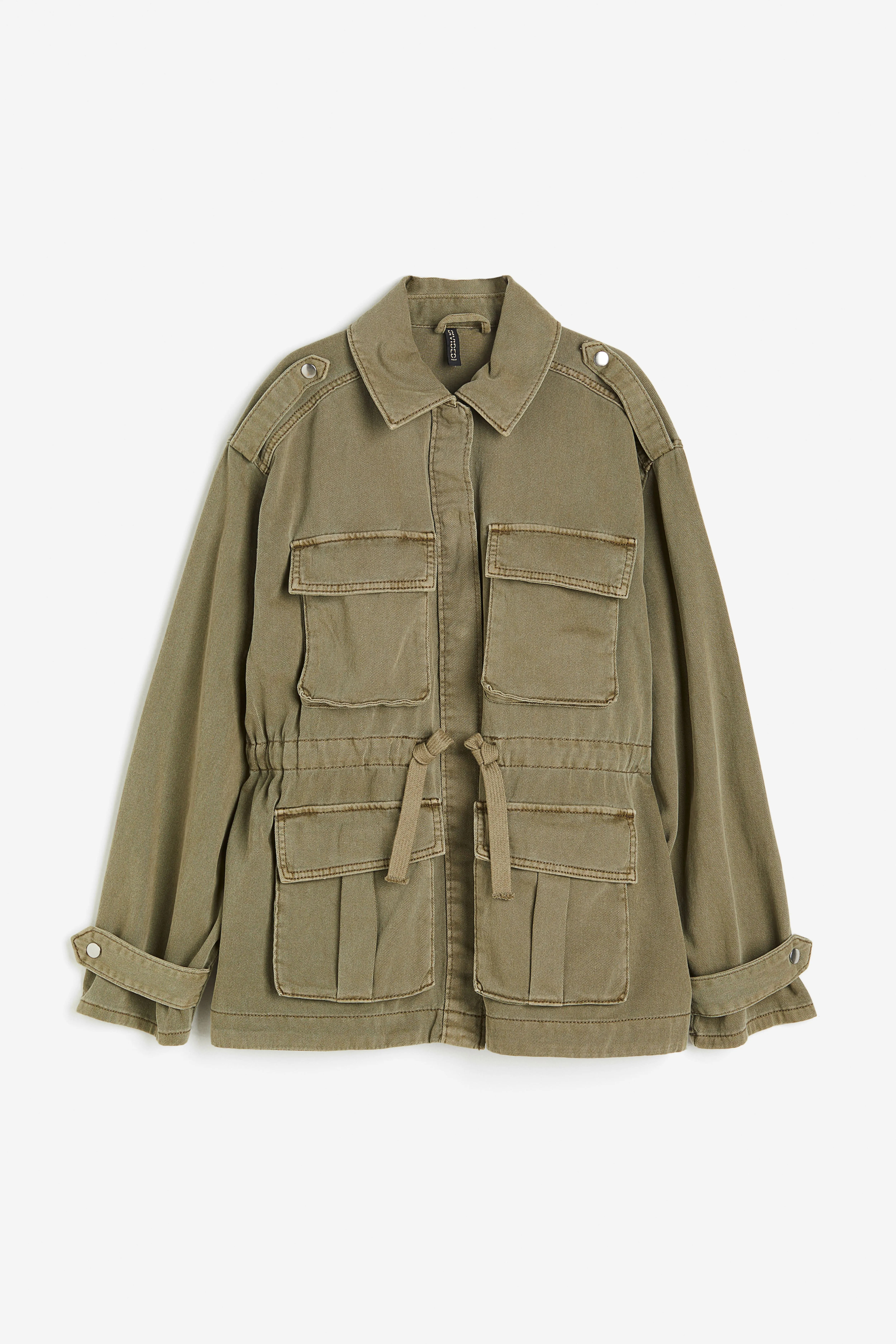 Cotton twill utility jacket - Long sleeve - Regular length - Khaki green - Ladies | H&M GB