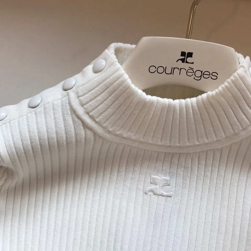 Courreges  |Plain Short Sleeves Logo V-neck & Crew neck