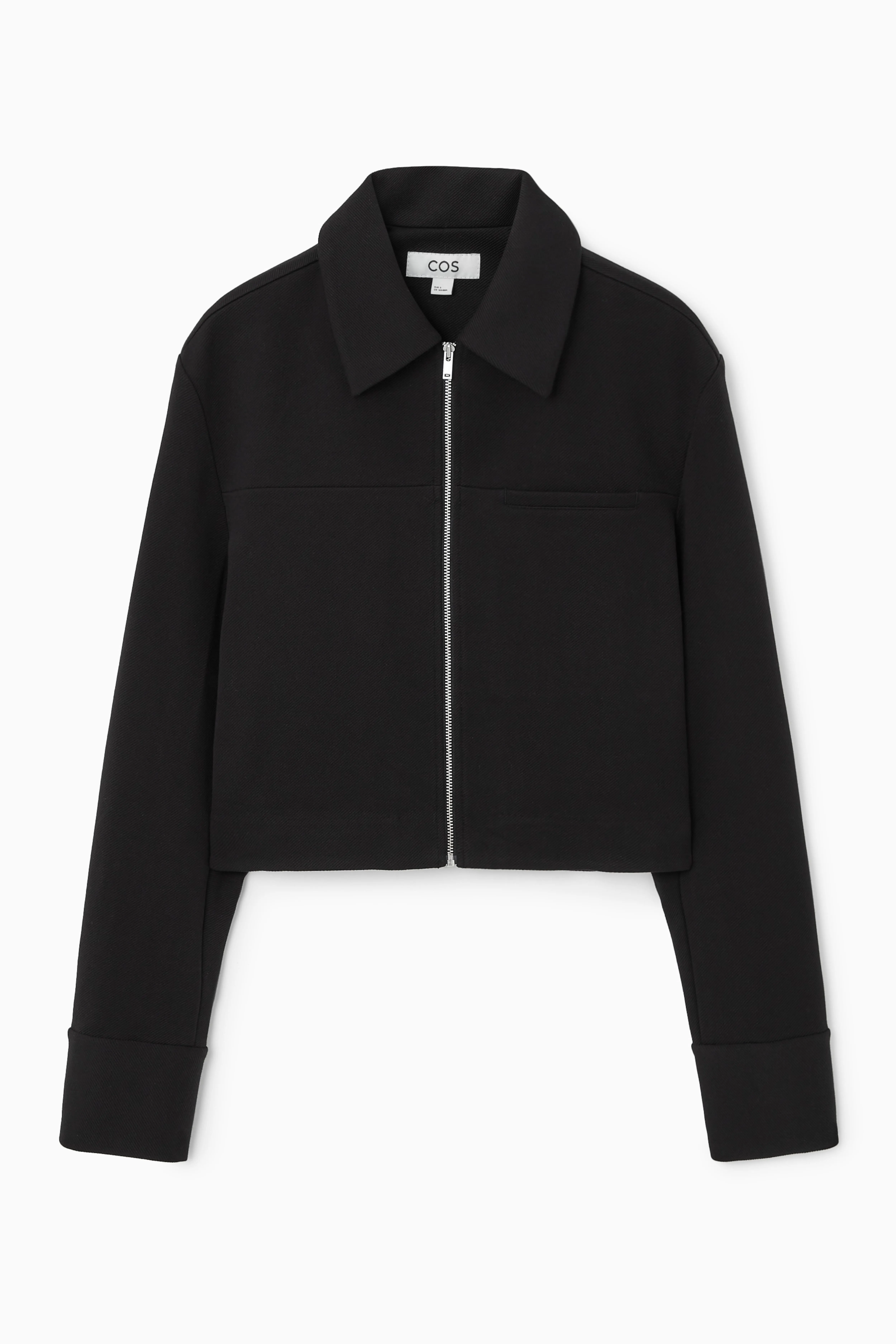 CROPPED TWILL ZIP-UP JACKET - Long sleeve - Cropped - BLACK - Ladies | H&M GB