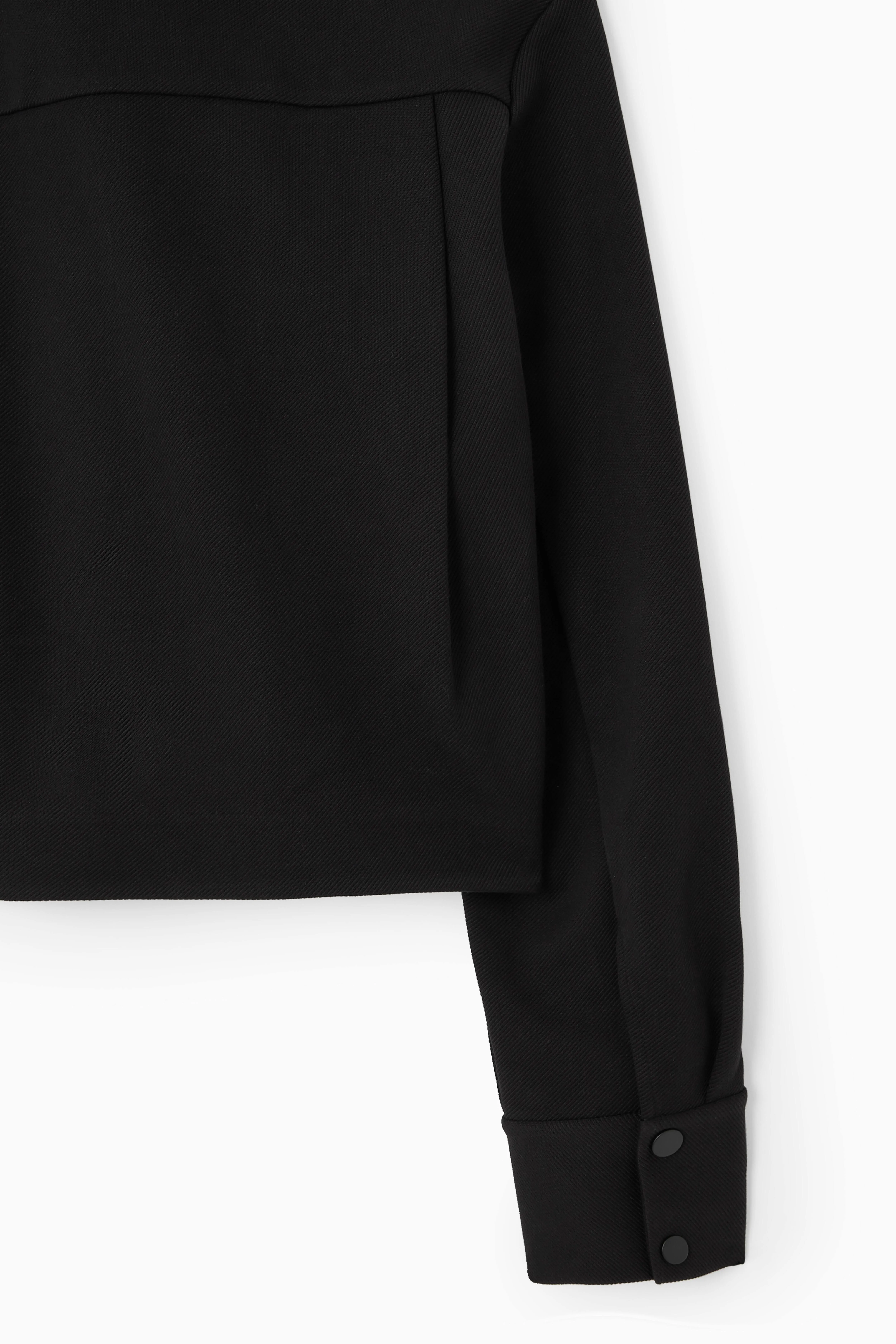 CROPPED TWILL ZIP-UP JACKET - Long sleeve - Cropped - BLACK - Ladies | H&M GB