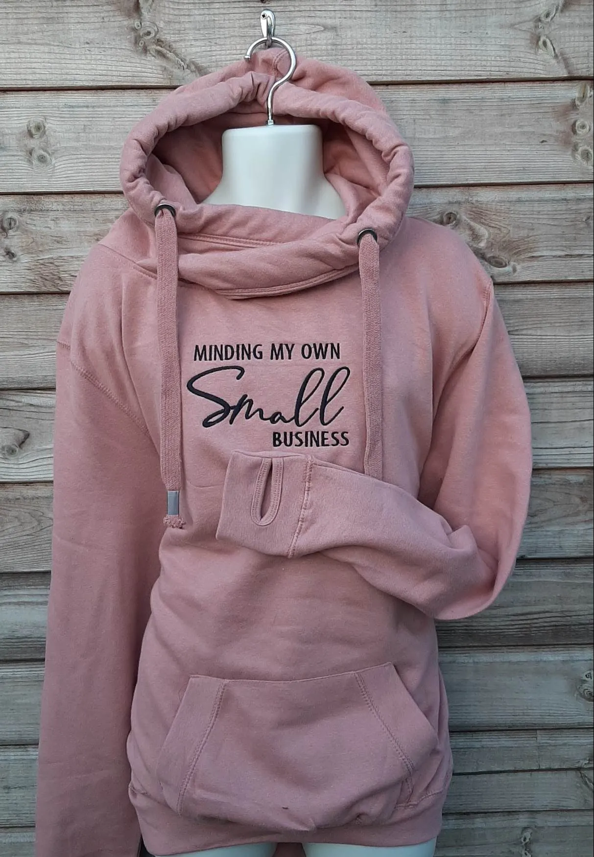 Crossover Neck Hoodie with Minding My Own Small Business | The Personalisation Company | Unique & Affordable Personalised Gi