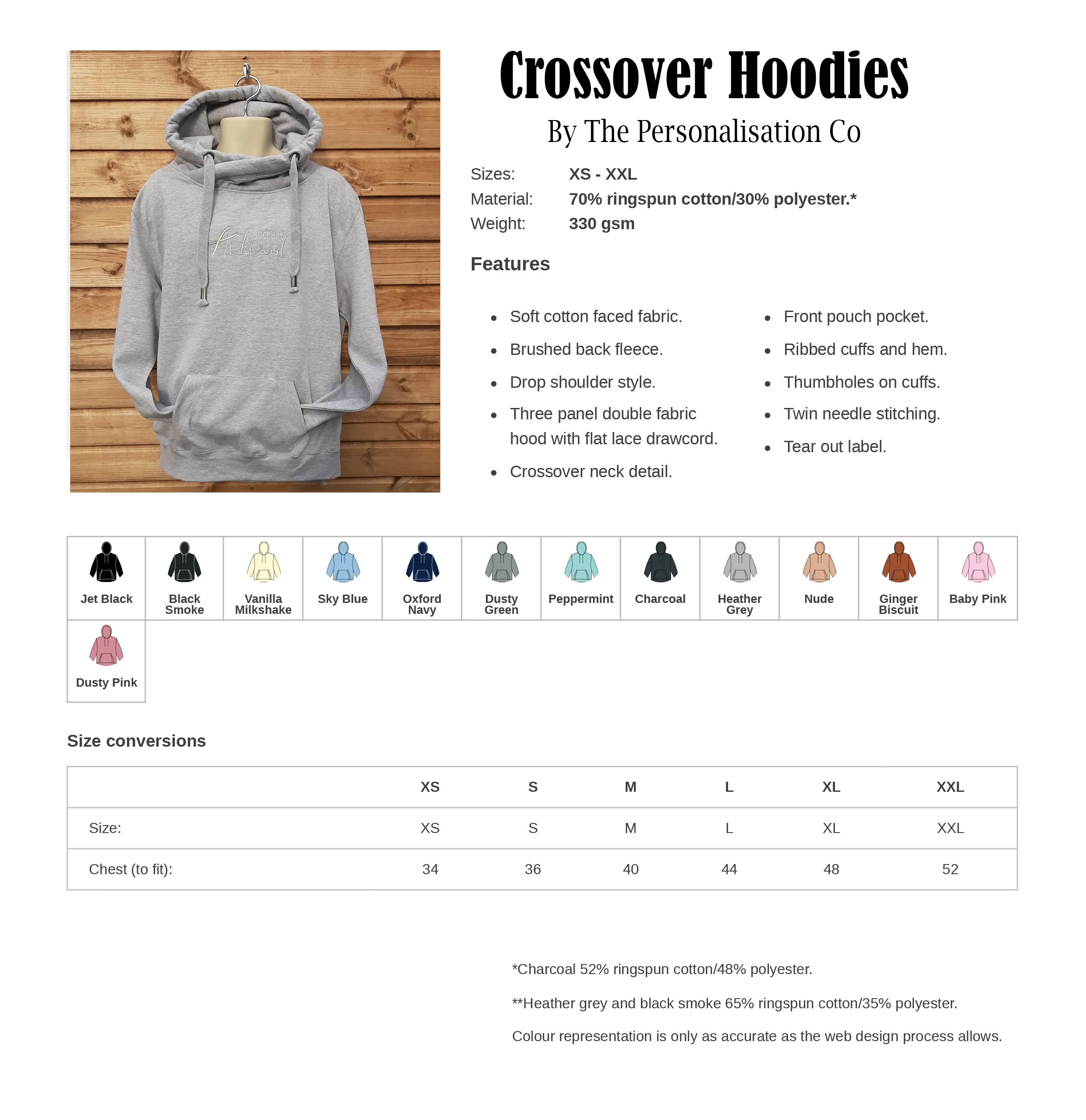 Crossover Neck Hoodie with Minding My Own Small Business | The Personalisation Company | Unique & Affordable Personalised Gi