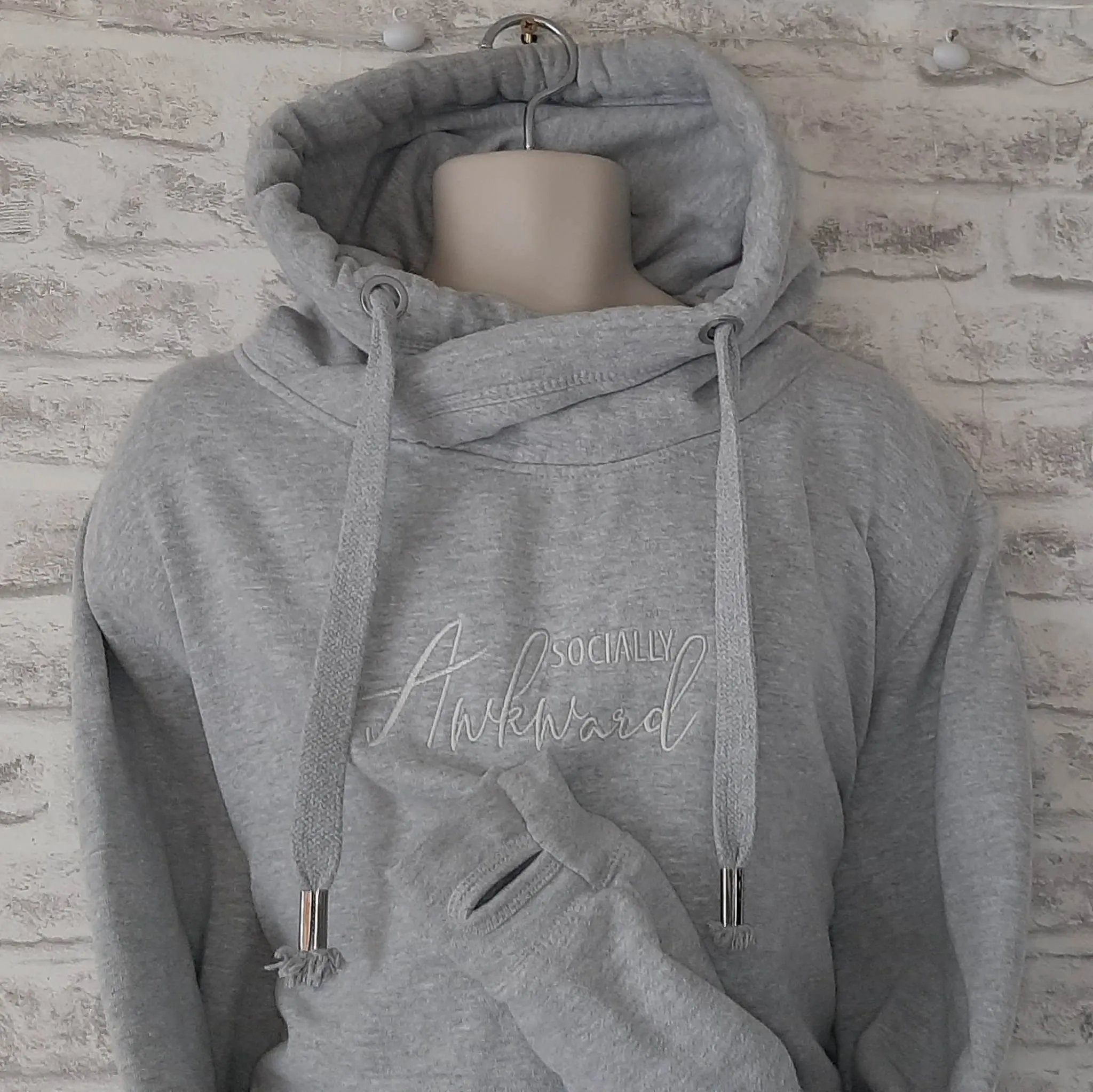 Crossover Neck Hoodie with Socially Awkward Slogan | The Personalisation Company | Unique & Affordable Personalised Gifts