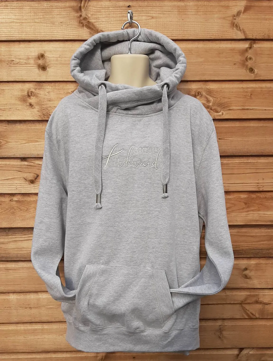 Crossover Neck Hoodie with Socially Awkward Slogan | The Personalisation Company | Unique & Affordable Personalised Gifts