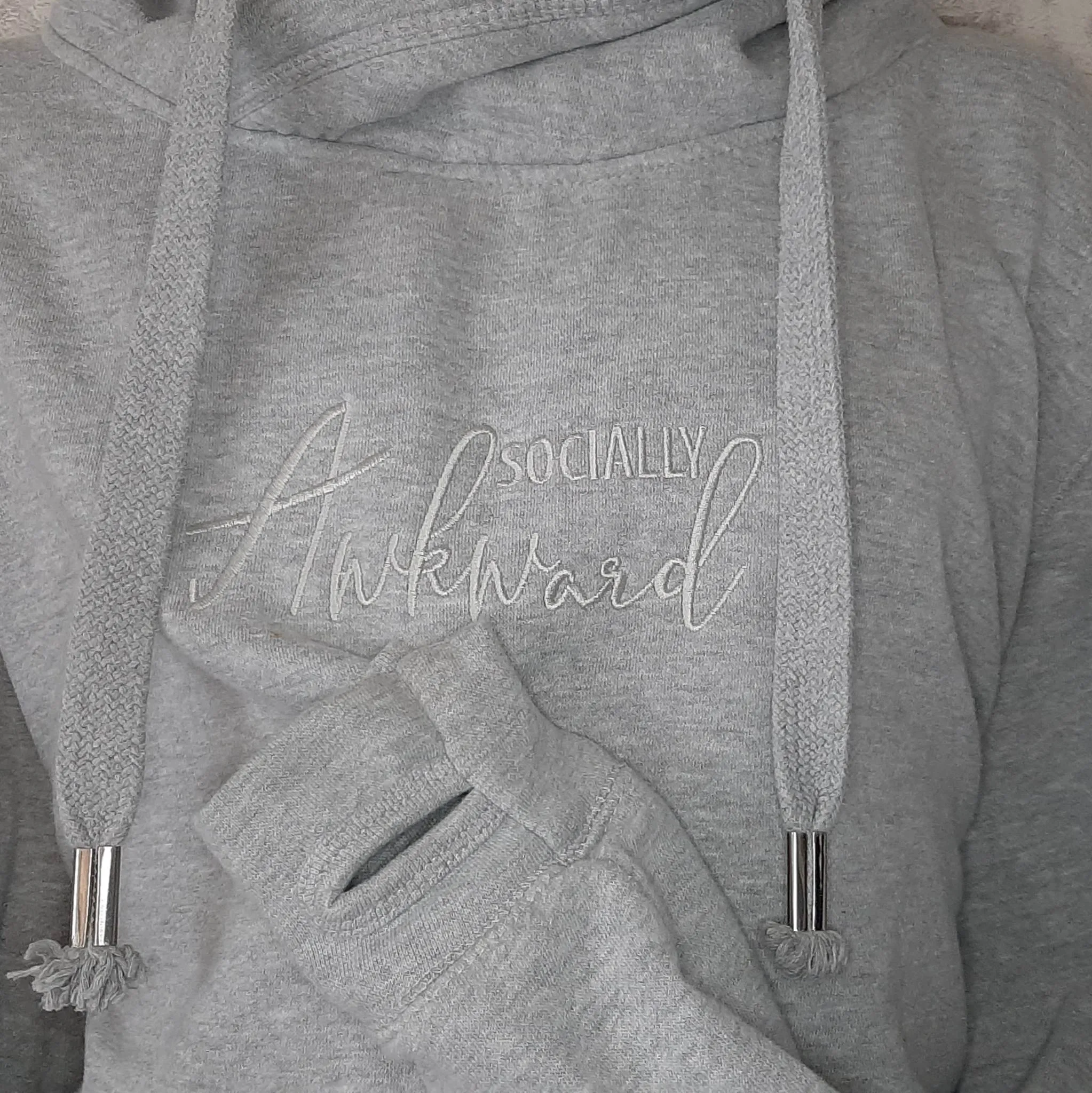 Crossover Neck Hoodie with Socially Awkward Slogan | The Personalisation Company | Unique & Affordable Personalised Gifts