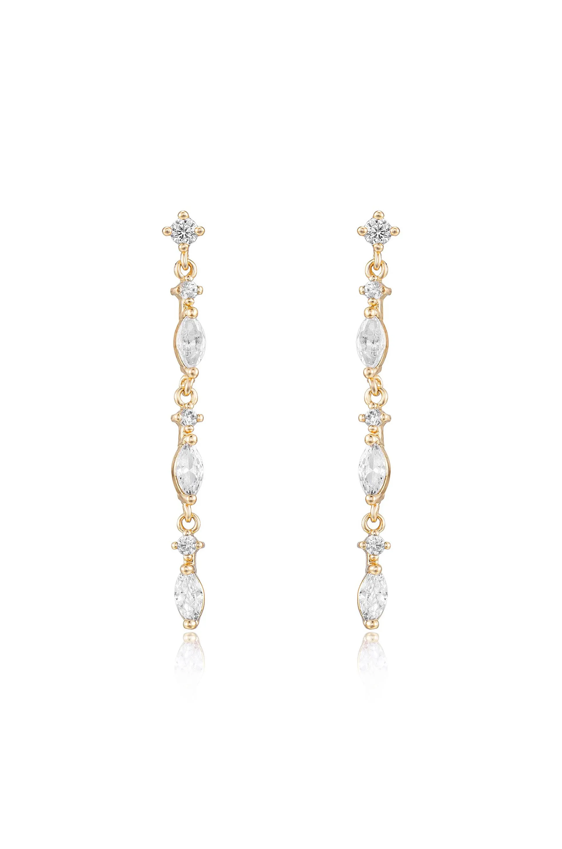 Dainty Linear Crystal Drop Earrings