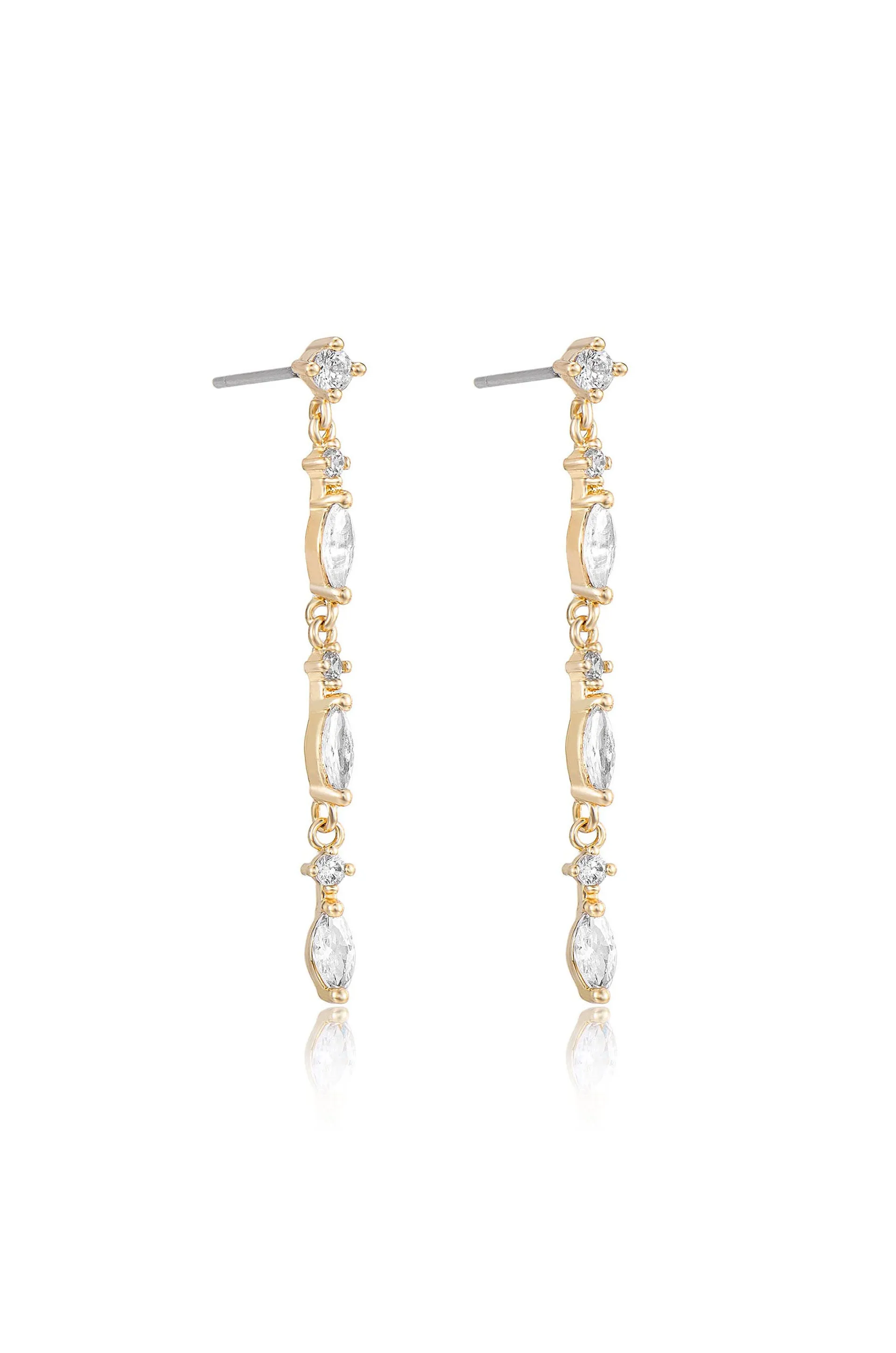 Dainty Linear Crystal Drop Earrings