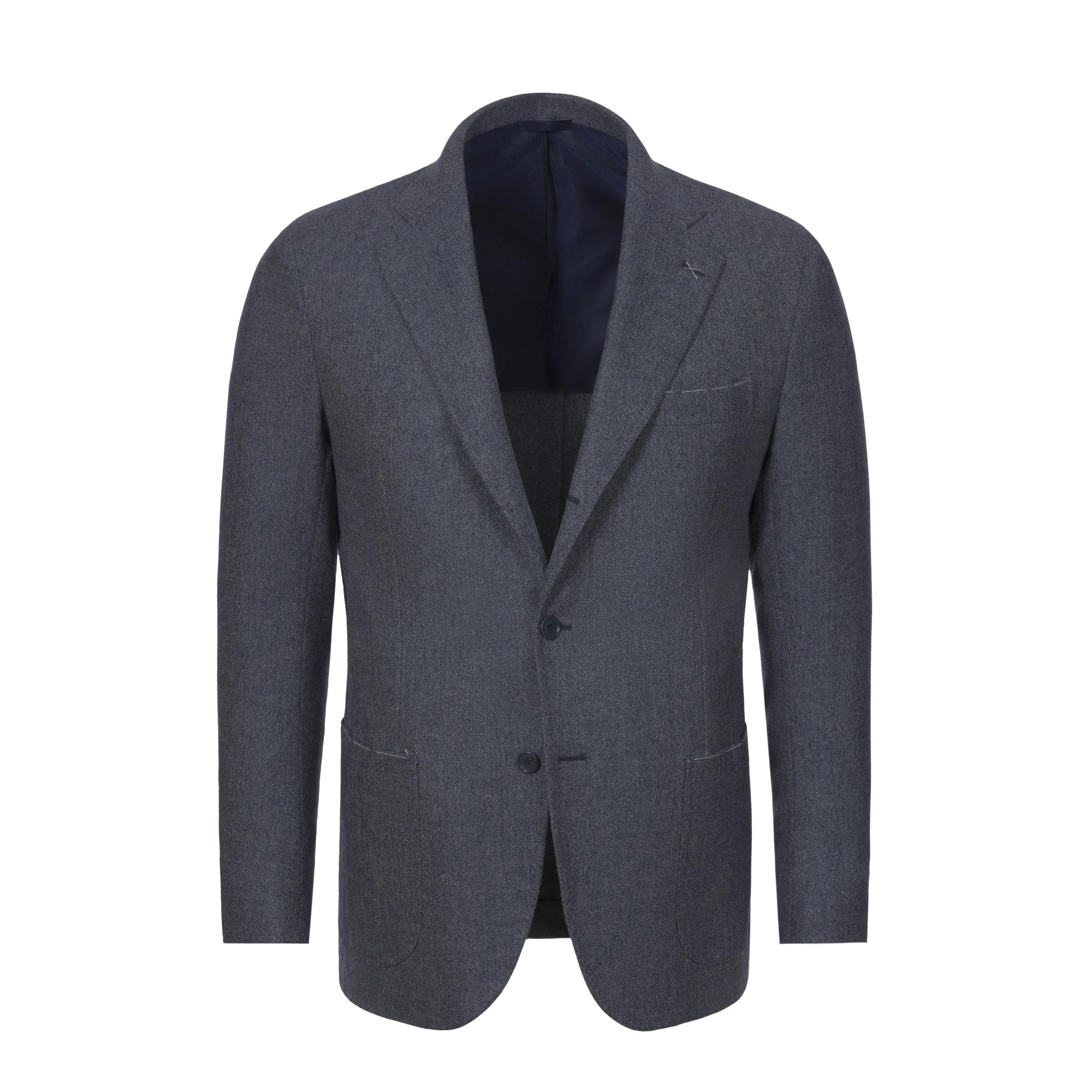  De Petrillo Single-Breasted Cashmere Jacket in Blue Melange. Exclusively Made for Sartale