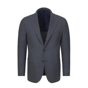  De Petrillo Single-Breasted Cashmere Jacket in Blue Melange. Exclusively Made for Sartale