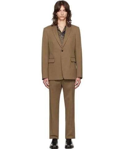 Dries Van Noten Brown Single-Breasted Cotton Suit