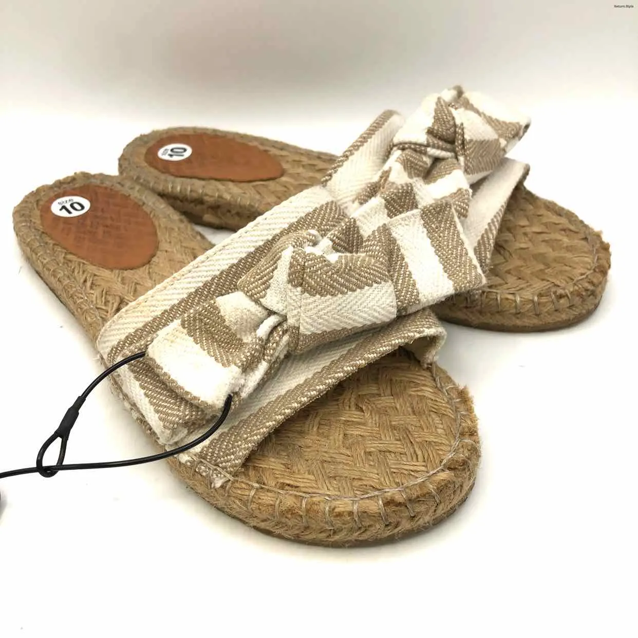 ETHAN VALDES Beige White Espadrille Striped Sandal Shoe Size 41 US: 10 Shoes