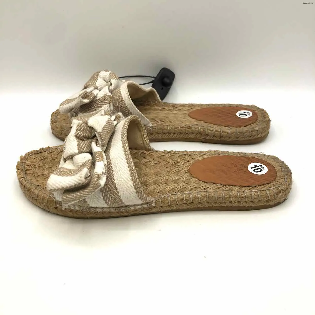 ETHAN VALDES Beige White Espadrille Striped Sandal Shoe Size 41 US: 10 Shoes