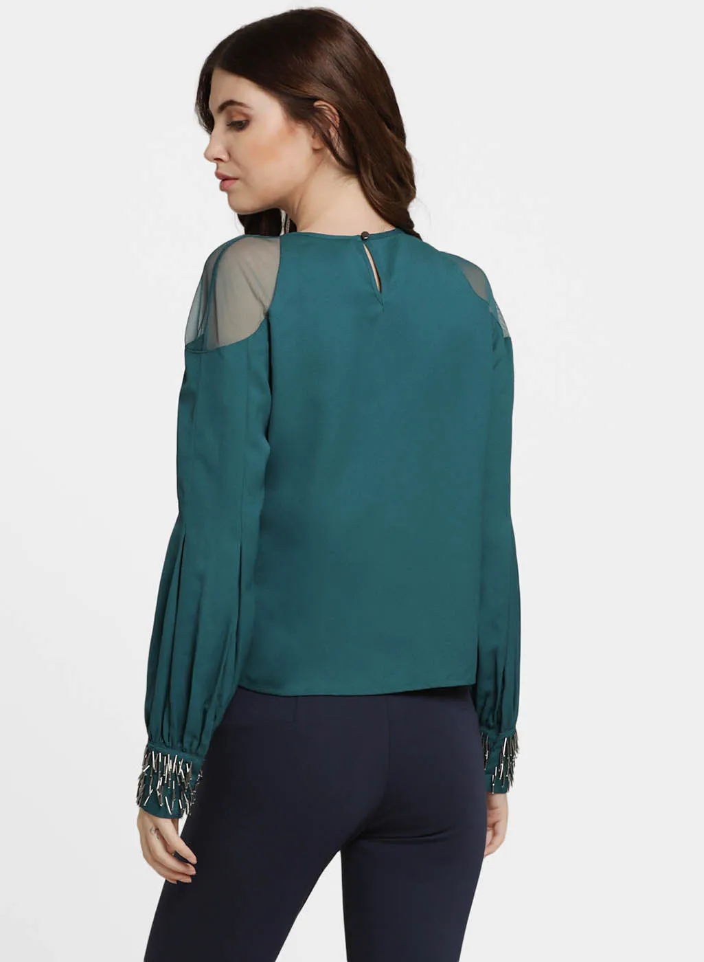 Evelyne Mesh Insert Embellished Top