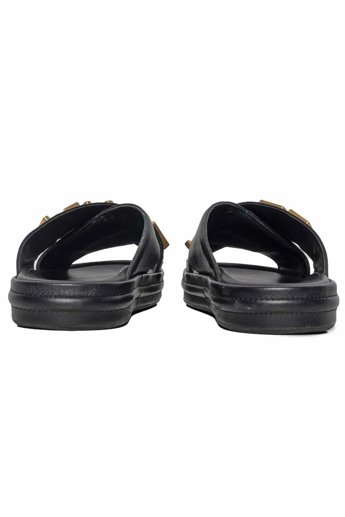 Fendi Size 40 Logo Leather Crossover Sandals