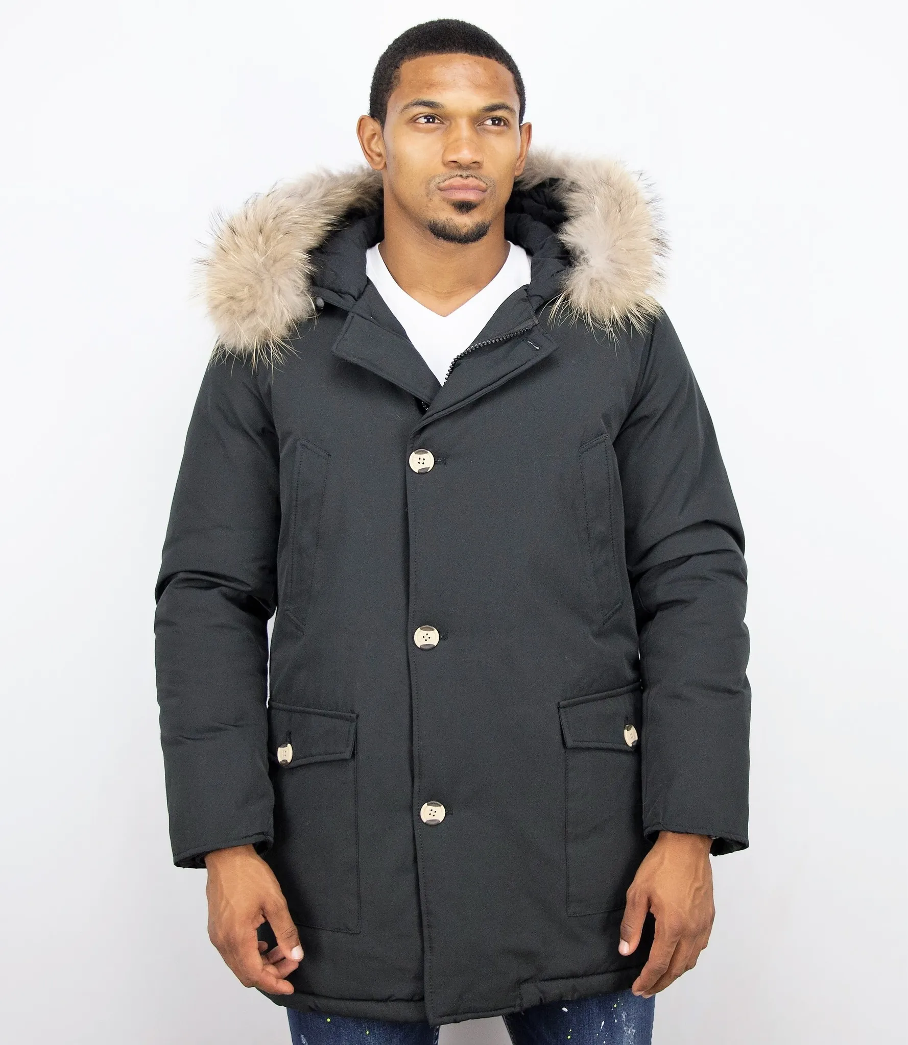 Fur Collar Coat | Men Winter Coat Wooly Long |