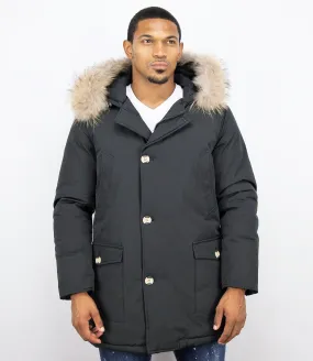 Fur Collar Coat | Men Winter Coat Wooly Long |