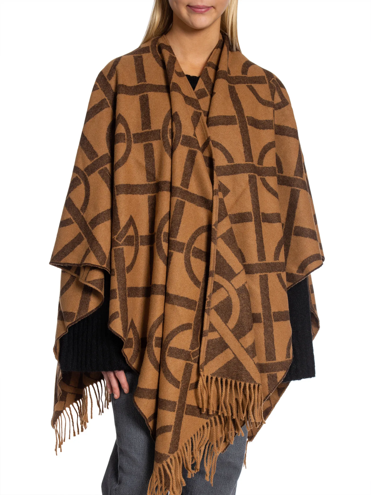 GANT PONCHO G PATTERN BURNT SUGAR