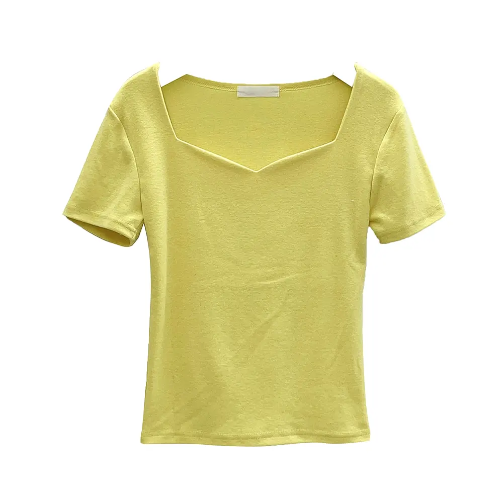 Heart Neck Short Sleeve T Shirt U1502