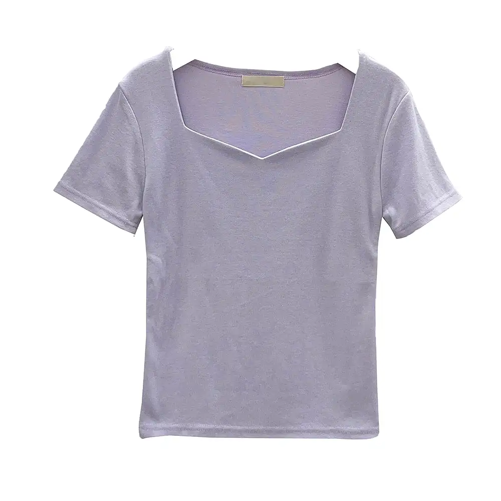 Heart Neck Short Sleeve T Shirt U1502