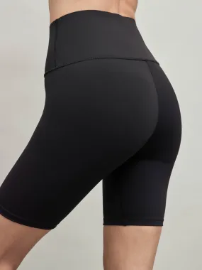 High Rise Biker Short In Diamond Compression - Black