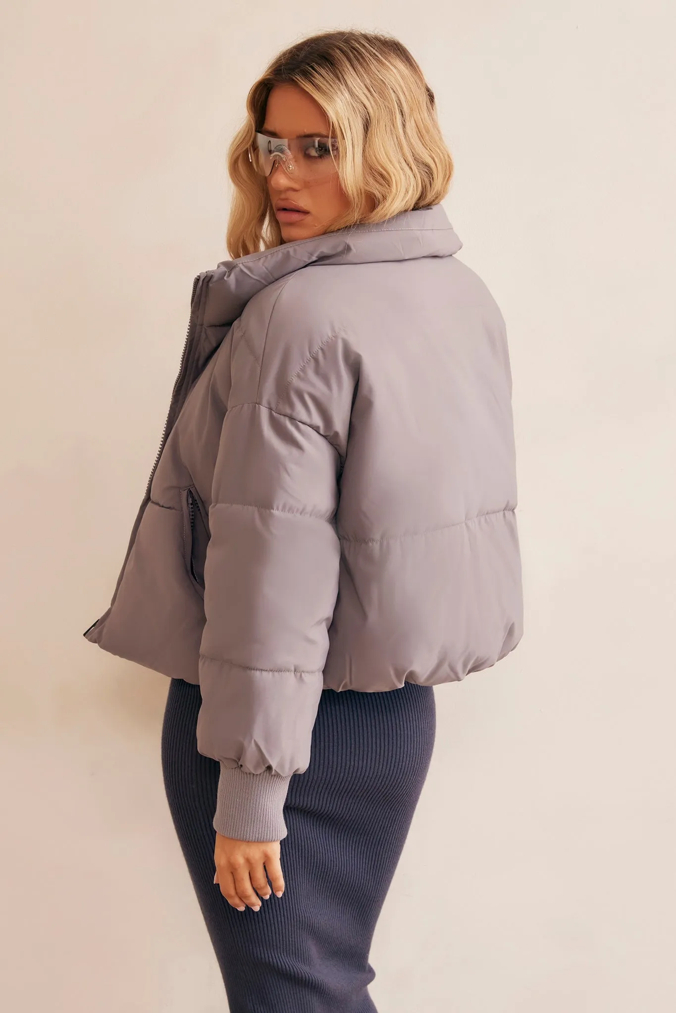 Higher Love Oversize Puff Jacket - Grey