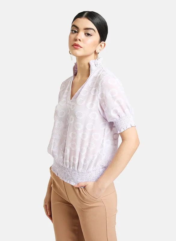 Jacquard Top With Smocking Detail