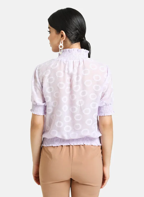 Jacquard Top With Smocking Detail