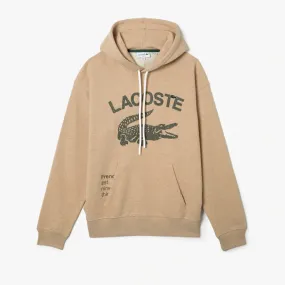 LACOSTE LOOSE-FIT OVERSIZED LOGO HOODED FLEECE SWEATSHIRT -Men’s- BEIGE