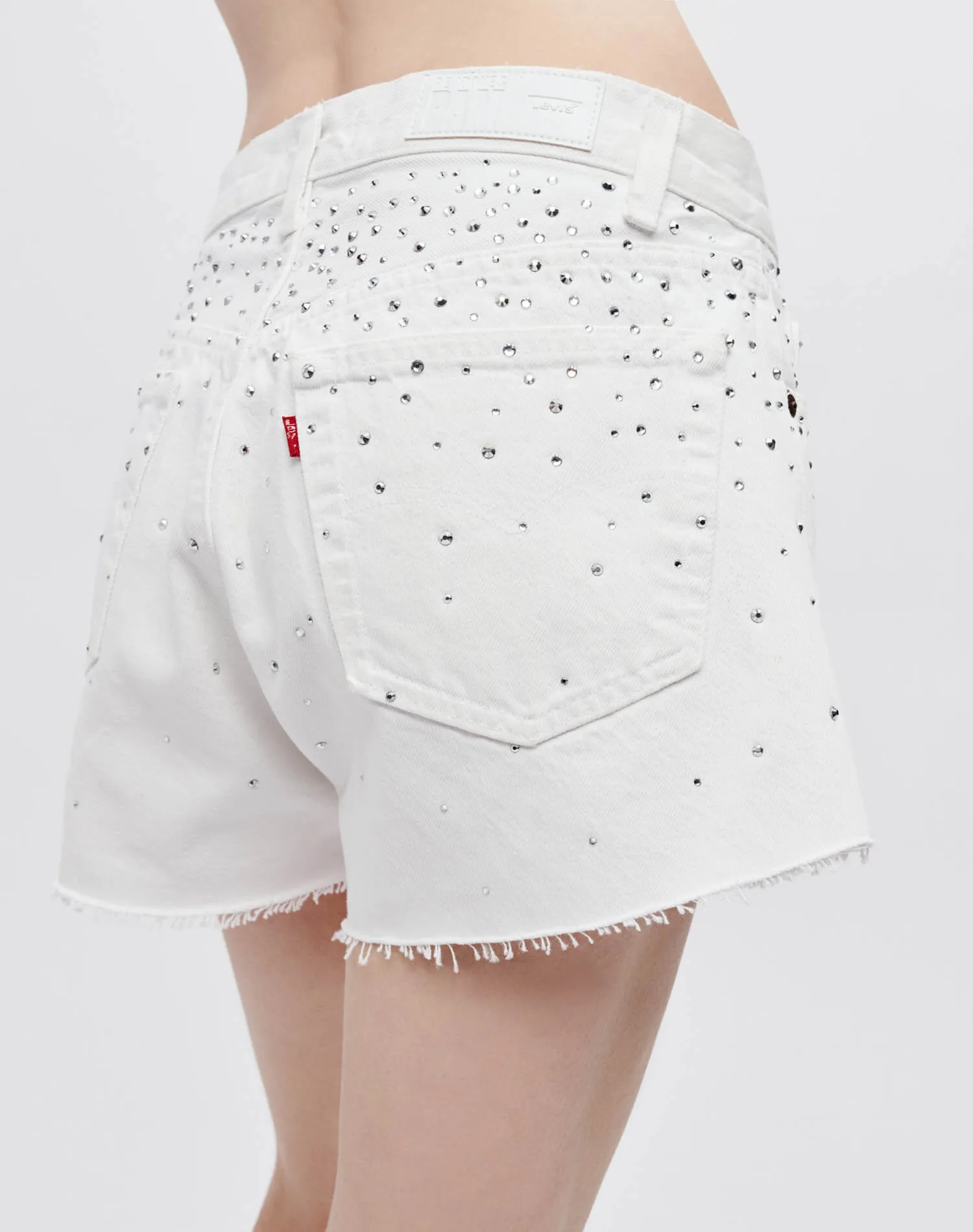 Levi's White Crystal Mid Rise Relaxed Short