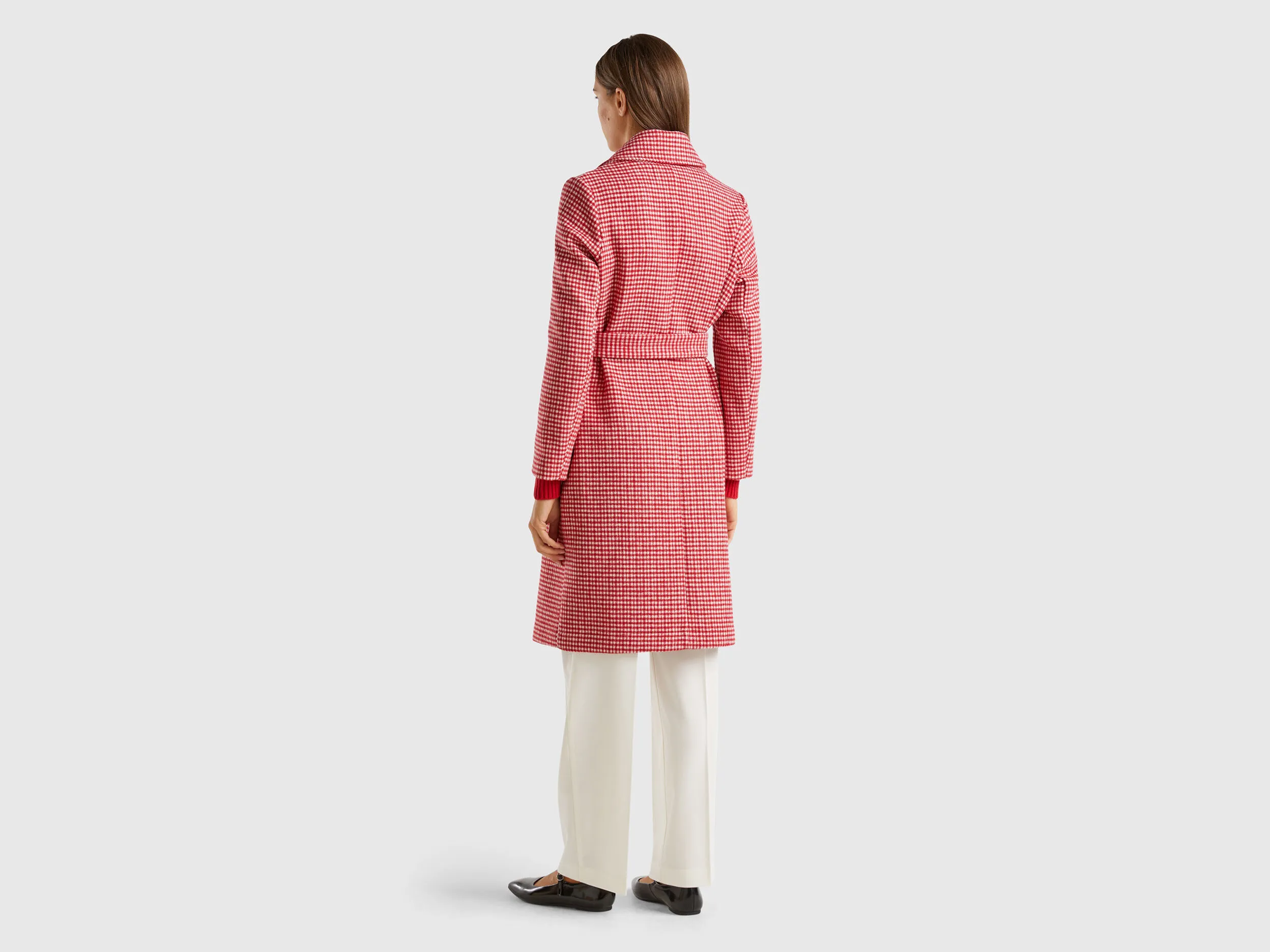 Lightweight houndstooth coat - Plum | Benetton