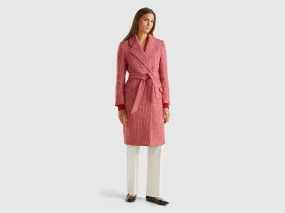 Lightweight houndstooth coat - Plum | Benetton