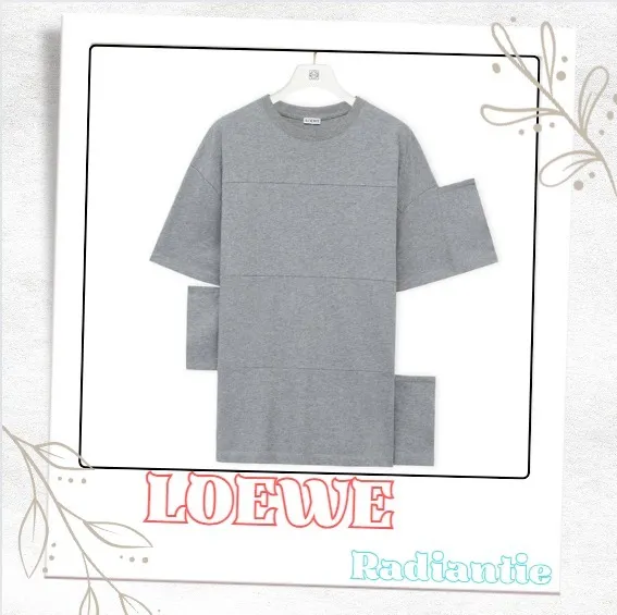 LOEWE  |Crew Neck Plain Cotton Short Sleeves Luxury