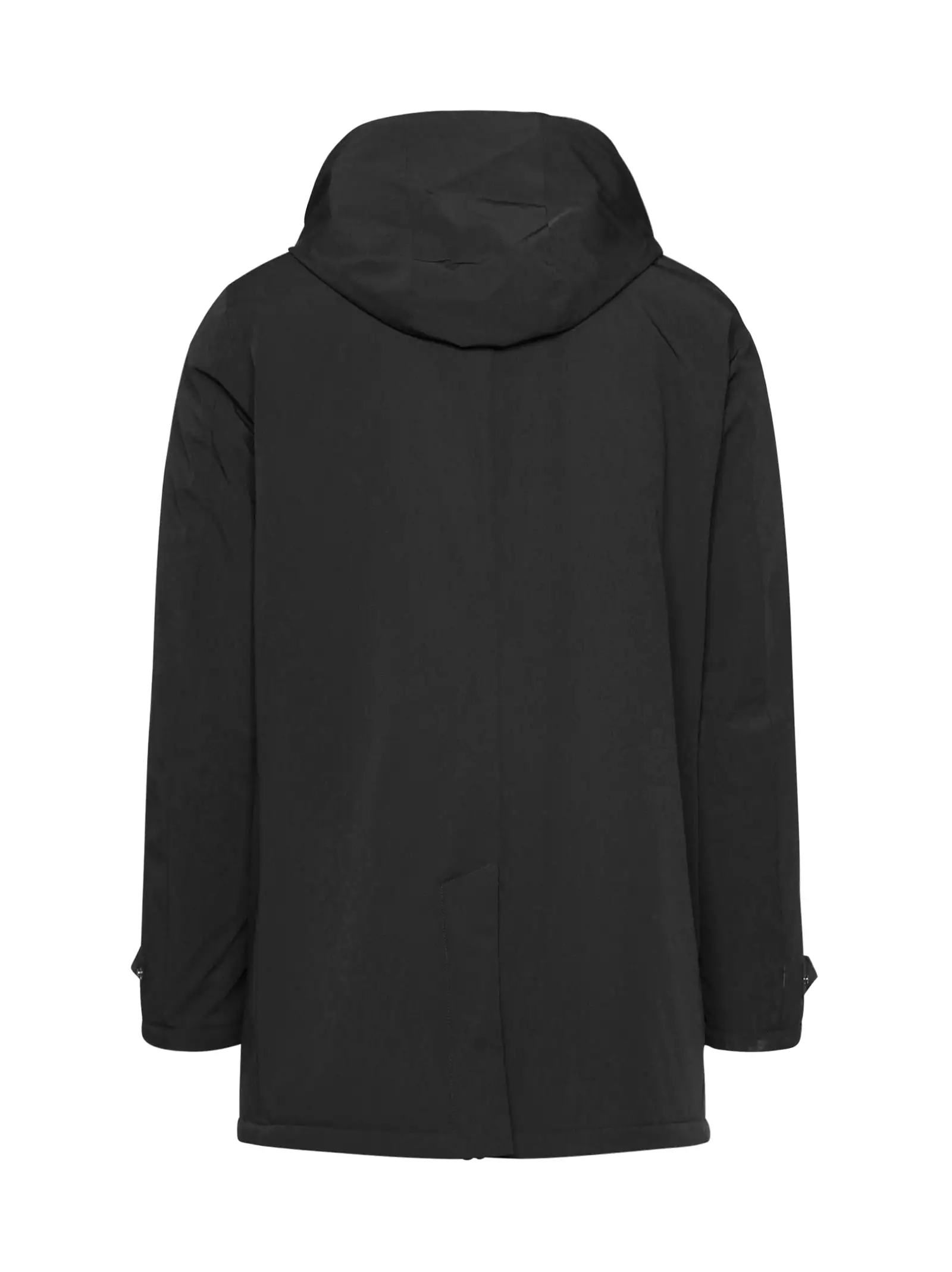 Long jacket in technical fabric and wool