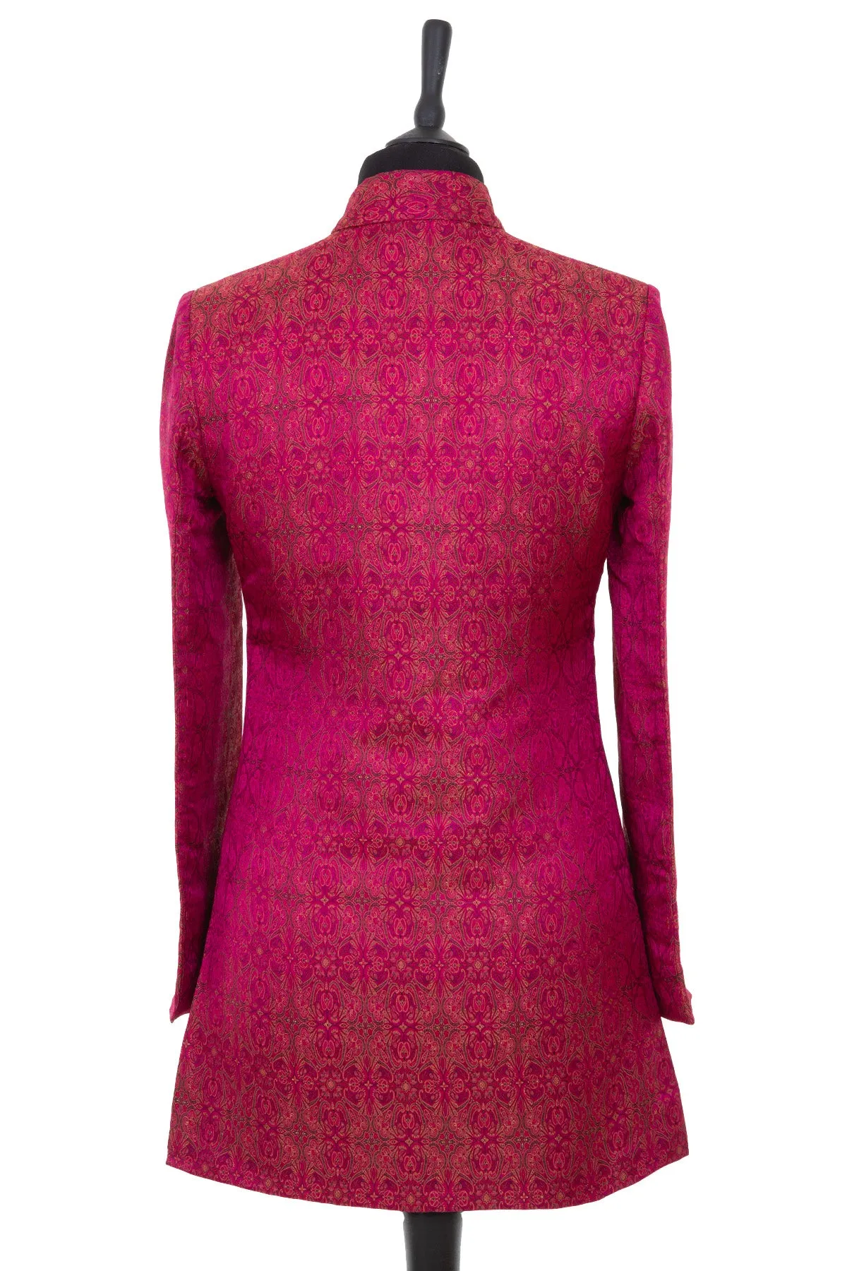 Long Nehru Jacket in Pink Jacquard