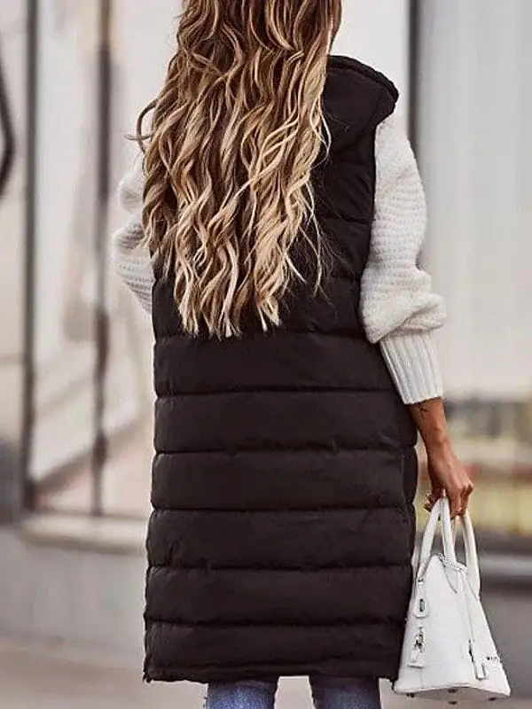 Long Women's Winter Jacket with Sleeveless Puffer Vest